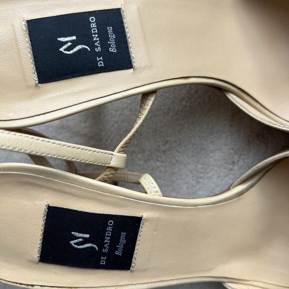 Di Sandro Bologna Neutral Tan Heeled Sandal EU 37.5 US 7-7.5 Italian Double Ring - Picture 14 of 16